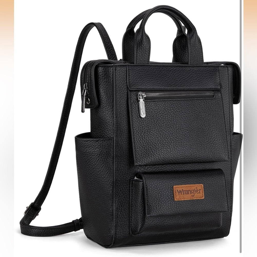 Wrangler Black Leather Backpack